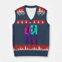 Basketball Girls V-Neck Knit Sweater Vest Retro Neon Girl Dunk Hoop Sports - Wonder Print Shop