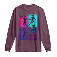Basketball Girls Long Sleeve Shirt Retro Neon Girl Dunk Hoop Sports - Wonder Print Shop