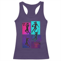 Basketball Girls Racerback Tank Top Retro Neon Girl Dunk Hoop Sports - Wonder Print Shop