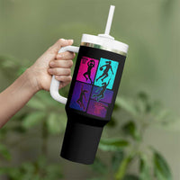Basketball Girls Tumbler With Handle Retro Neon Girl Dunk Hoop Sports - Wonder Print Shop