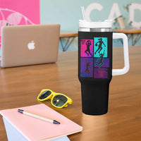 Basketball Girls Tumbler With Handle Retro Neon Girl Dunk Hoop Sports - Wonder Print Shop