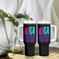 Basketball Girls Tumbler With Handle Retro Neon Girl Dunk Hoop Sports - Wonder Print Shop