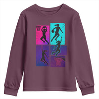 Basketball Girls Youth Sweatshirt Retro Neon Girl Dunk Hoop Sports - Wonder Print Shop