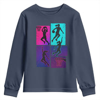 Basketball Girls Youth Sweatshirt Retro Neon Girl Dunk Hoop Sports - Wonder Print Shop