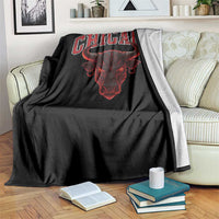 Retro Chicago Throw Blanket Bulls Mascot Team Spirit Vintage Basketball Fan - Wonder Print Shop
