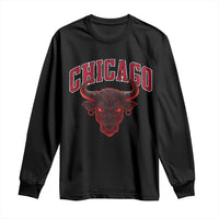 Retro Chicago Long Sleeve Shirt Bulls Mascot Team Spirit Vintage Basketball Fan - Wonder Print Shop
