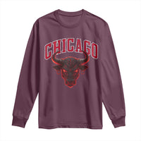Retro Chicago Long Sleeve Shirt Bulls Mascot Team Spirit Vintage Basketball Fan - Wonder Print Shop