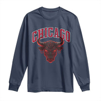 Retro Chicago Long Sleeve Shirt Bulls Mascot Team Spirit Vintage Basketball Fan - Wonder Print Shop