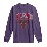 Retro Chicago Long Sleeve Shirt Bulls Mascot Team Spirit Vintage Basketball Fan - Wonder Print Shop