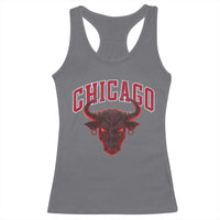 Retro Chicago Racerback Tank Top Bulls Mascot Team Spirit Vintage Basketball Fan - Wonder Print Shop