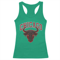 Retro Chicago Racerback Tank Top Bulls Mascot Team Spirit Vintage Basketball Fan - Wonder Print Shop