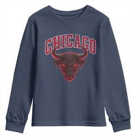 Retro Chicago Youth Sweatshirt Bulls Mascot Team Spirit Vintage Basketball Fan - Wonder Print Shop