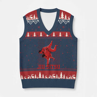 Brazilian Jiu Jitsu V-Neck Knit Sweater Vest BJJ Distressed - Wonder Print Shop
