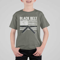 Martial Arts Karate Black Belt T Shirt For Kid Retro Vintage American Flag - Wonder Print Shop