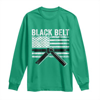 Martial Arts Karate Black Belt Long Sleeve Shirt Retro Vintage American Flag - Wonder Print Shop