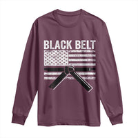 Martial Arts Karate Black Belt Long Sleeve Shirt Retro Vintage American Flag - Wonder Print Shop
