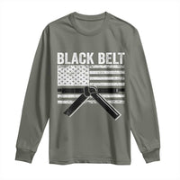 Martial Arts Karate Black Belt Long Sleeve Shirt Retro Vintage American Flag - Wonder Print Shop