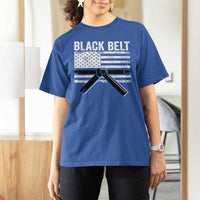 Martial Arts Karate Black Belt T Shirt For Women Retro Vintage American Flag - Wonder Print Shop