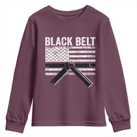 Martial Arts Karate Black Belt Youth Sweatshirt Retro Vintage American Flag - Wonder Print Shop