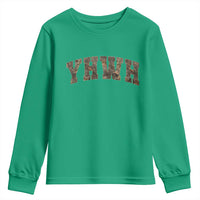 Camo YHWH Youth Sweatshirt Christianity Jesus Preppy Christian Faith Bible Verse - Wonder Print Shop
