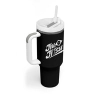 Brazilian Jiu Jitsu Tumbler With Handle Christian Cross BJJ Fighter Training Tee for Martial Arts Lovers - Wonder Print Shop