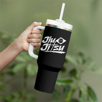 Brazilian Jiu Jitsu Tumbler With Handle Christian Cross BJJ Fighter Training Tee for Martial Arts Lovers - Wonder Print Shop