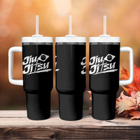Brazilian Jiu Jitsu Tumbler With Handle Christian Cross BJJ Fighter Training Tee for Martial Arts Lovers - Wonder Print Shop