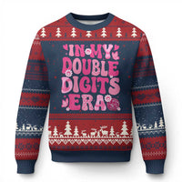 10 Years Old Birthday Girl Ugly Christmas Sweater In My Double Digits Era - Wonder Print Shop