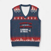 Brazilian BJJ V-Neck Knit Sweater Vest Touch Me First Jiu Jitsu Lesson Is Free - Wonder Print Shop