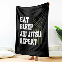 Eat Sleep Jiu Jitsu Repeat Throw Blanket Cool JiuJitsu BJJ American Flag - Wonder Print Shop