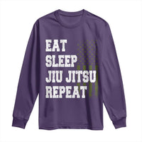 Eat Sleep Jiu Jitsu Repeat Long Sleeve Shirt Cool JiuJitsu BJJ American Flag - Wonder Print Shop