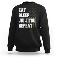 Eat Sleep Jiu Jitsu Repeat Sweatshirt Cool JiuJitsu BJJ American Flag - Wonder Print Shop