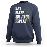 Eat Sleep Jiu Jitsu Repeat Sweatshirt Cool JiuJitsu BJJ American Flag - Wonder Print Shop