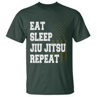 Eat Sleep Jiu Jitsu Repeat T Shirt Cool JiuJitsu BJJ American Flag - Wonder Print Shop