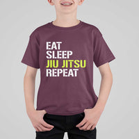 Eat Sleep Jiu Jitsu Repeat T Shirt For Kid Cool JiuJitsu BJJ - Wonder Print Shop