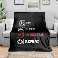 Eat Sleep Wrestle Repeat Throw Blanket Funny Wrestling Gym - Wonder Print Shop