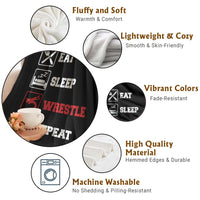 Eat Sleep Wrestle Repeat Throw Blanket Funny Wrestling Gym - Wonder Print Shop
