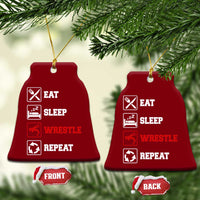Eat Sleep Wrestle Repeat Ceramic Ornament Funny Wrestling Gym - Wonder Print Shop