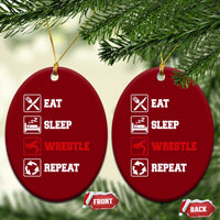Eat Sleep Wrestle Repeat Ceramic Ornament Funny Wrestling Gym - Wonder Print Shop