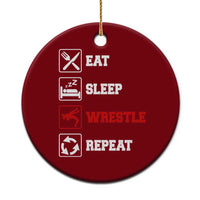 Eat Sleep Wrestle Repeat Ceramic Ornament Funny Wrestling Gym - Wonder Print Shop