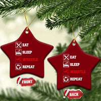 Eat Sleep Wrestle Repeat Ceramic Ornament Funny Wrestling Gym - Wonder Print Shop