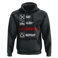 Eat Sleep Wrestle Repeat Hoodie Funny Wrestling Gym - Wonder Print Shop