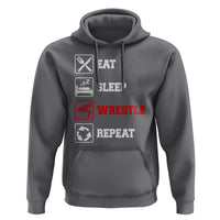 Eat Sleep Wrestle Repeat Hoodie Funny Wrestling Gym - Wonder Print Shop