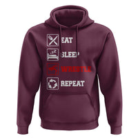 Eat Sleep Wrestle Repeat Hoodie Funny Wrestling Gym - Wonder Print Shop