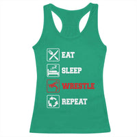 Eat Sleep Wrestle Repeat Racerback Tank Top Funny Wrestling Gym - Wonder Print Shop