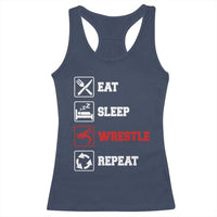 Eat Sleep Wrestle Repeat Racerback Tank Top Funny Wrestling Gym - Wonder Print Shop
