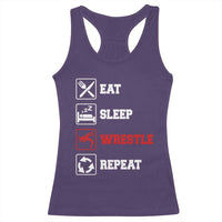 Eat Sleep Wrestle Repeat Racerback Tank Top Funny Wrestling Gym - Wonder Print Shop