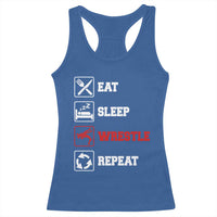 Eat Sleep Wrestle Repeat Racerback Tank Top Funny Wrestling Gym - Wonder Print Shop