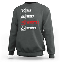Eat Sleep Wrestle Repeat Sweatshirt Funny Wrestling Gym - Wonder Print Shop