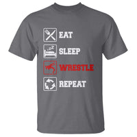 Eat Sleep Wrestle Repeat T Shirt Funny Wrestling Gym - Wonder Print Shop